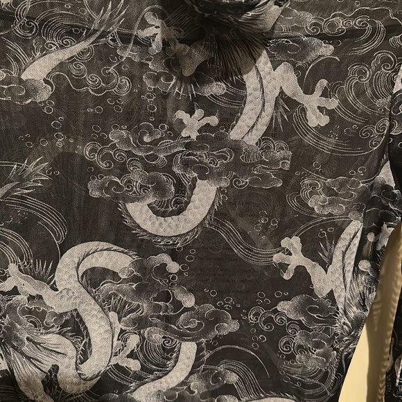 AKIRA ORIENTAL PRINT ‘DRAGON MAMA’ MESH SEE THROUGH BODYSUIT (BRAND NEW NO TAGS) - Picture 4 of 8